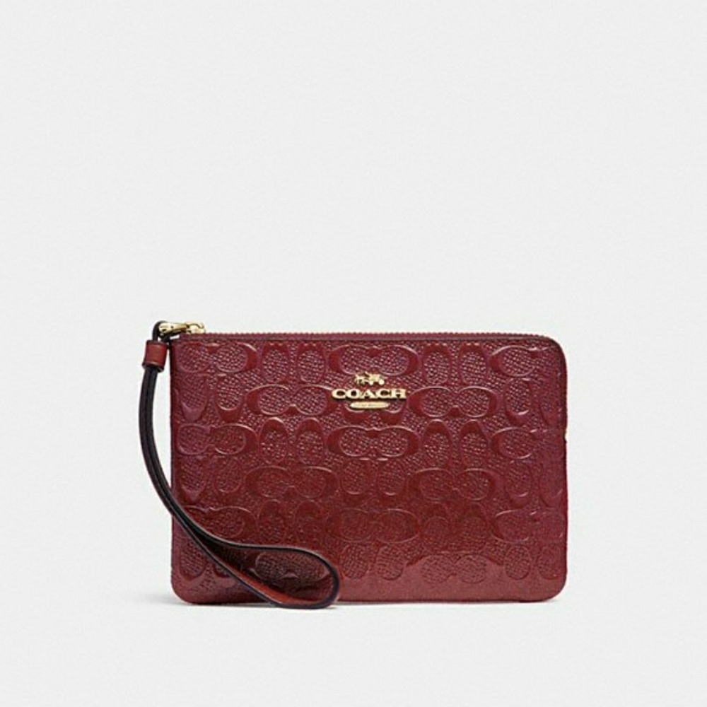 Coach Cherry Signature Leather Wristlet